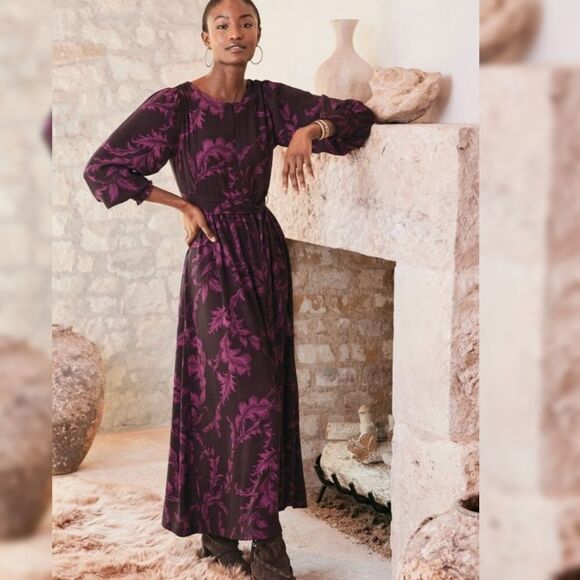 Soft Surroundings Dianthe Maxi Belted Fit & Flare Dress Size Large NWT - Picture 7 of 9